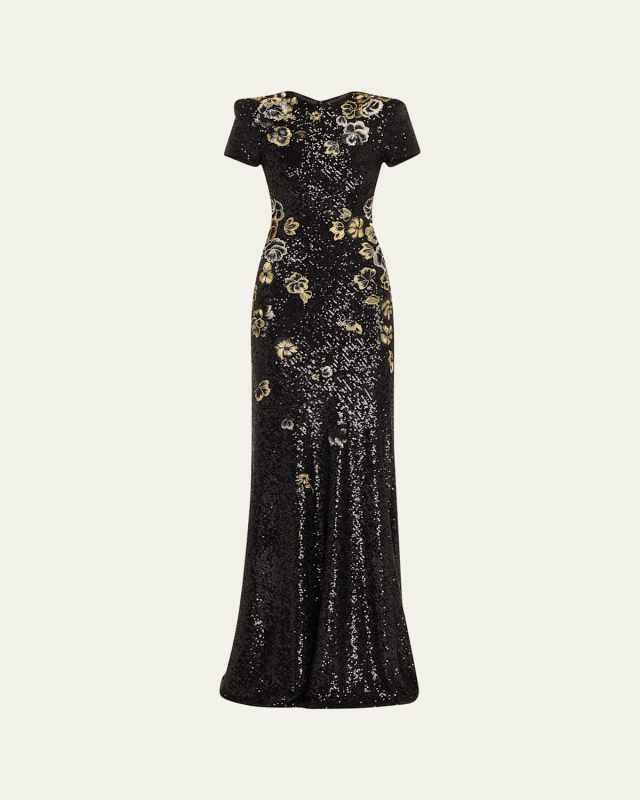 Floral Sequined Gown